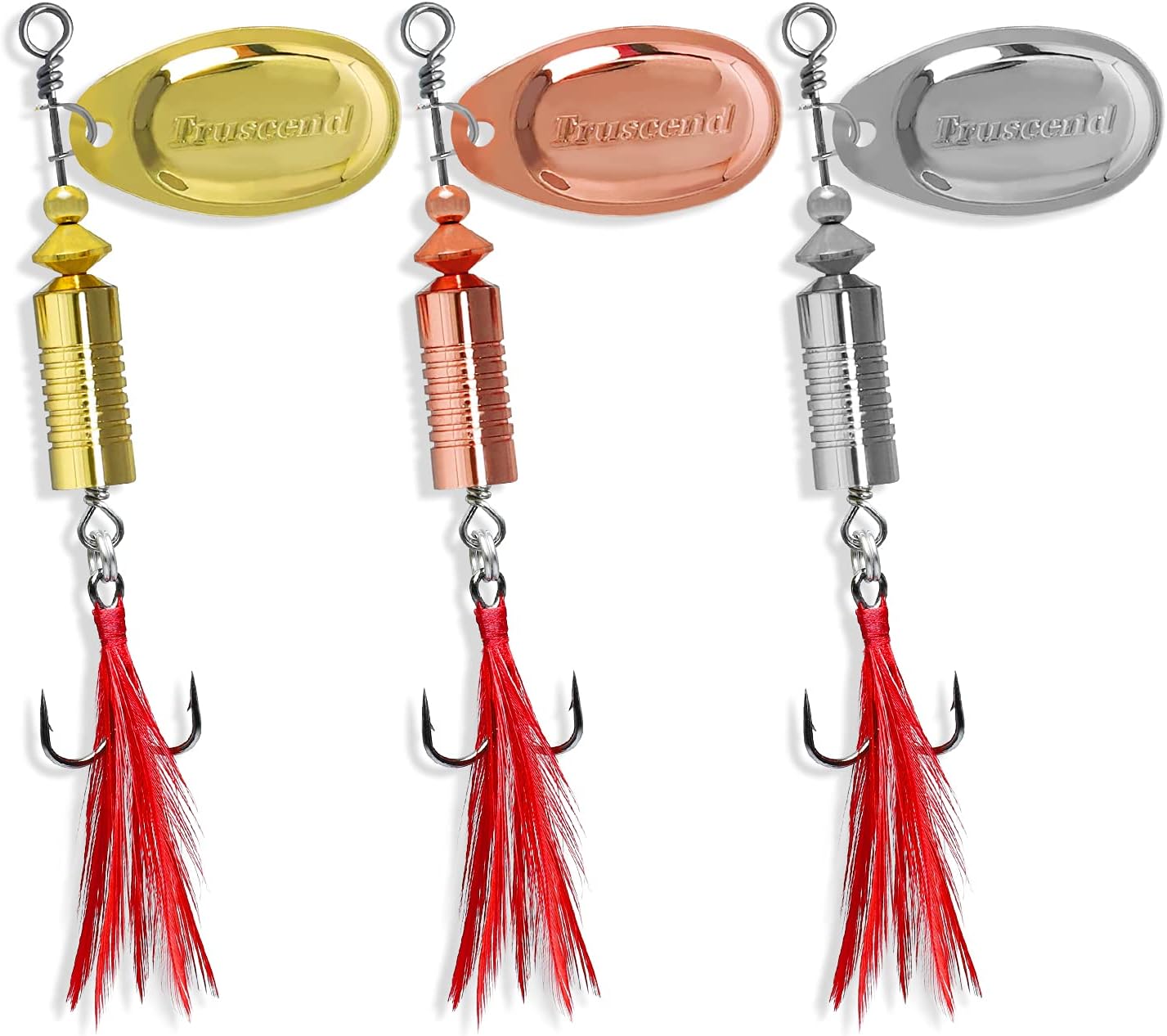 TRUSCEND Fishing Lures Spinnerbait with Rooster Tail in-Line Brass Body Spinner Baits Kit for Bass Trout Salmon Walleye Hard Metal Swimbaits for Freshwater & Saltwater Fishing Gear Gifts for Men : Sports & Outdoors