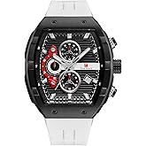 TEARTRACE Watches for Men Analog Quartz Waterproof Sport Men’s Watch Tonneau Chronograph Luminous Fashionable Unique Casual Watch with Silicone Strap