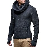 Leif Nelson Men’s Knitted Pullover | Long-Sleeved Slim fit Shirt | Basic Longsleeve Sweatshirt with Shawl Collar for Men