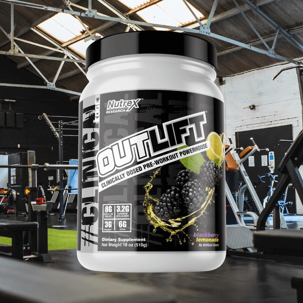 Nutrex Research Outlift Pre Workout Powder, Blackberry Lemonade 18oz, 20 Serving