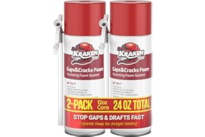 Kraken Bond Gaps & Cracks Expanding Foam Sealant - (2x12oz) High Expansion Polyurethane Spray Foam for Window & Door, Straw Use Waterproof High Yield Gap Filler - 2 Pack