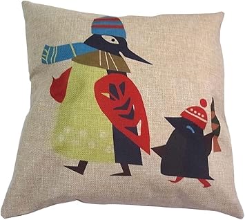 Amazon Co Jp Update ペンギン 枕 クッション カバー 可愛い イラスト ファブリック雑貨 車やホームソファに 親子ペンギン スポーツ アウトドア