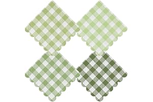 Cocktail Napkins, Paper Napkins Disposable for Dinner, Plaid Party Napkins, Wedding Napkins, 9.8 x 9.8 Inch, 3-Layer Paper fo