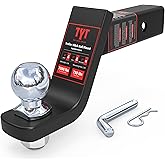 TYT Trailer Hitch Ball Mount Kit, 4-Inch Drop, Fits 2-Inch Receiver, 2-Inch Trailer Ball with 5/8" Hitch Pin Clip, Rated 7,500 lbs GTW / 750 lbs TW