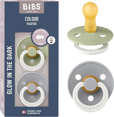 BIBS Colour Glow Soother 2-Pack Night Glow Dummy Pacifier Size 2