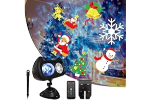 FCXJTU Christmas Projector Lights Outdoor Holiday, 2023 Upgrade Christmas Snowflake Dual Projectors Light with 16 Slides (3D Ocean Wave Patterns) Remote Control for Halloween Indoor Party Decorations