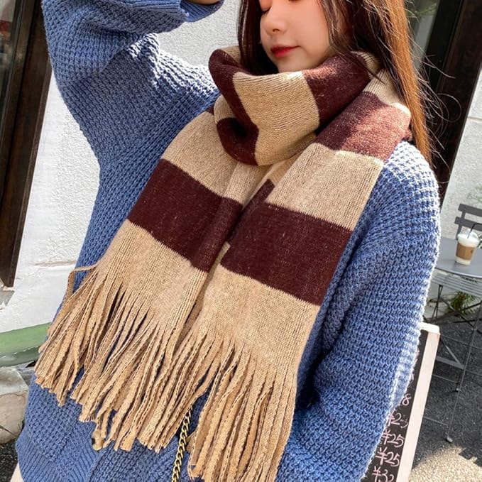 Autumn and winter solid color knitted wool scarf female students winter