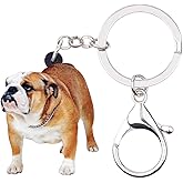WEVENI Acrylic English Bulldog Keychain Pets Keyring Jewelry Charms For Women Girls Wallet Bag (Yellow2)