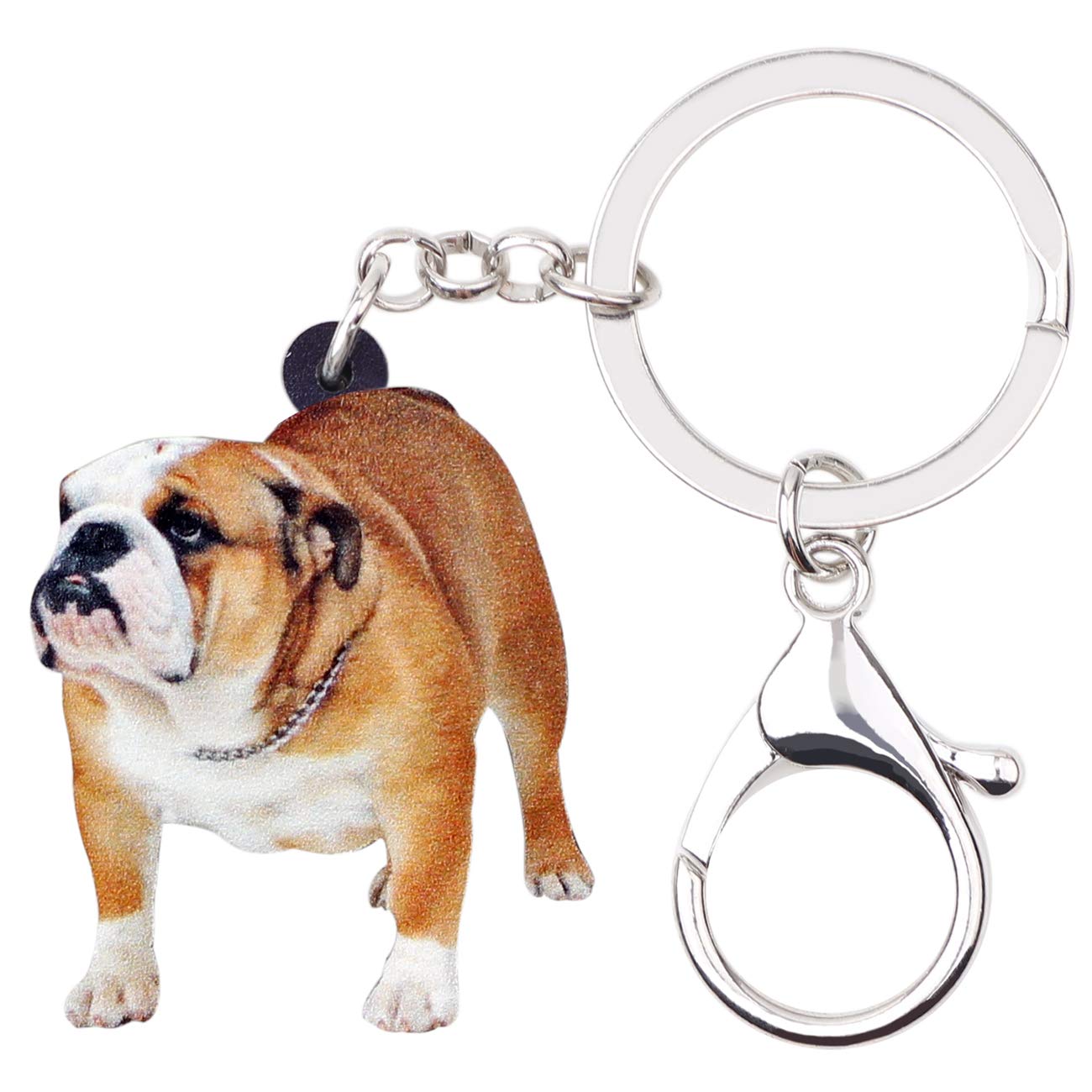 NEWEI Acrylic British Bulldog Dog Keychain Keyrings for Women Girls Cute Dog Keyfobs Gifs (British Bulldog)
