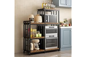 BRIGHTSHOW 6-Tier Kitchen Bakers Rack Storage Shelf, Utility Plant Stand/ Mini Fridge & Microwave Oven Stand Table, Coffee Bar, Adjustable Shelves Freestadning for Kitchen Home Office Patio Plant Stand