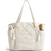 BAGSMART Crush Tote Bag for Women, 20L Puffer Work Tote with Zipper, Travel Essentials Quilted Nurse Hospital Bag