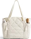 BAGSMART Crush Tote Bag for Women, 20L Puffer Work Tote with Zipper, Travel Essentials Quilted Nurse Hospital Bag