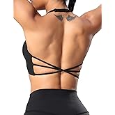 YEOREO Women's Sports Bra Halter Workout Sports Bra Strappy Criss Cross Back Bra Removable Padded Yoga Crop Top