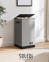 SOLEDI 90L Laundry Basket with Lid Collapsible Removable Inner Bag Grey view 9
