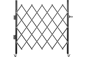 VEVOR Single Folding Security Gate, 51.57" H x 66" W Folding Door Gate, Steel Accordion Security Gate, Flexible Expanding Security Gate, 360° Rolling Barricade Gate, Scissor Gate or Door with Padlock