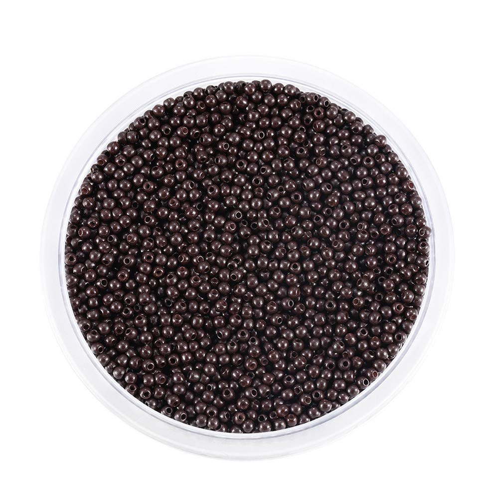 Around 9000pcs Opaque Glass Seed Beads Round Pony Bead Mini Spacer Beads 2mm for Jewellery Making Hair Accessories Beadwork Craft (Coffee)