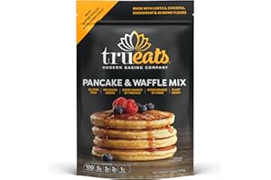 TruEats Pancake & Waffle Mix: Diabetic Friendly, Protein & Fiber Rich, Low Glycemic & Gluten Free, No Sugar Added, Vegan Friendly, Dairy Free, Plant Based, Sweetened with Monk Fruit Sweetener