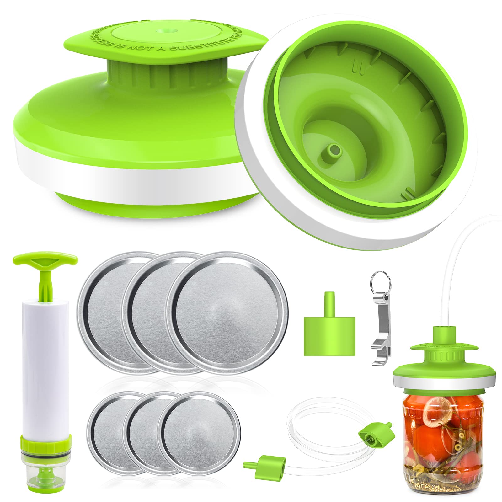 Mason Jar Vacuum Sealer Kit, Vacuum Sealer for jars Canning Sealer and Accessory Hose Mason Jar Attachment with Manual Vacuum Pump and Lid Opener for Wide&Regular Mouth Mason Jars