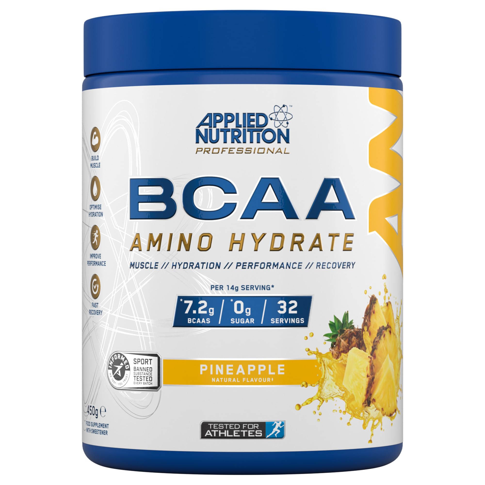 Applied Nutrition BCAA Branched Chain Amino Acids Supplement with Vitamin B6, Replenish Electrolytes, Intra Workout and Recovery Powdered Energy Drink, Pineapple, 450 g