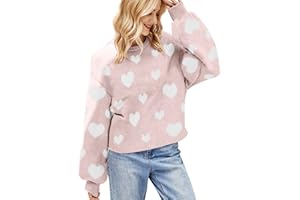 HUCHPI Valentine Heart Sweater for Women Valentine's Day Love Graphic Long Sleeve Pullover Tops Knitted Pullover Sweaters