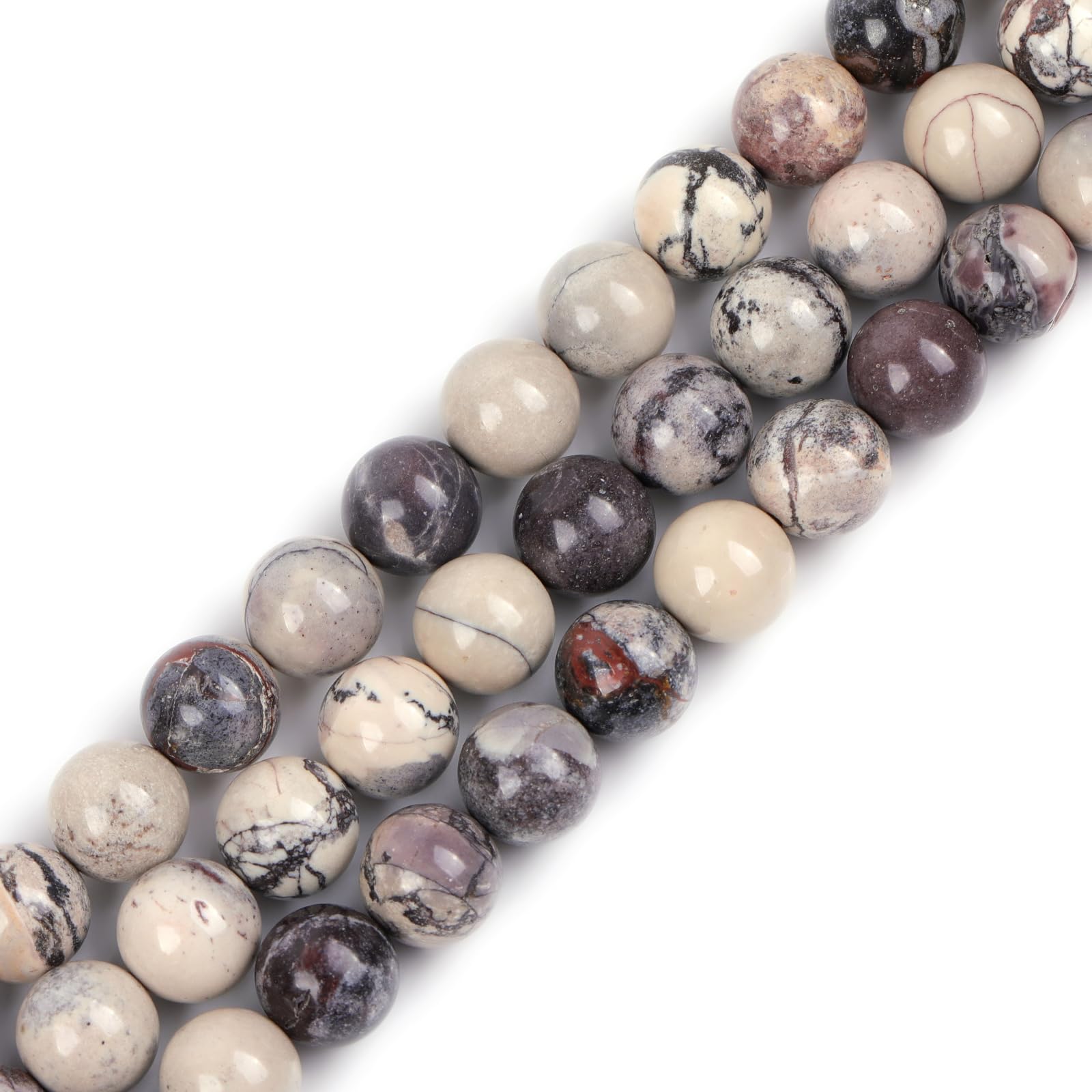 GEM-Inside Natural 10mm Brown Porcelain Jasper Round Gemstone Semi Precious Loose Beads for Jewellery Making 15''