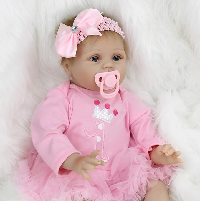 ZIYIUI Reborn Doll Girl 22inches 55cm Realistic Reborn Babies Handmade Soft Silicone Vinyl