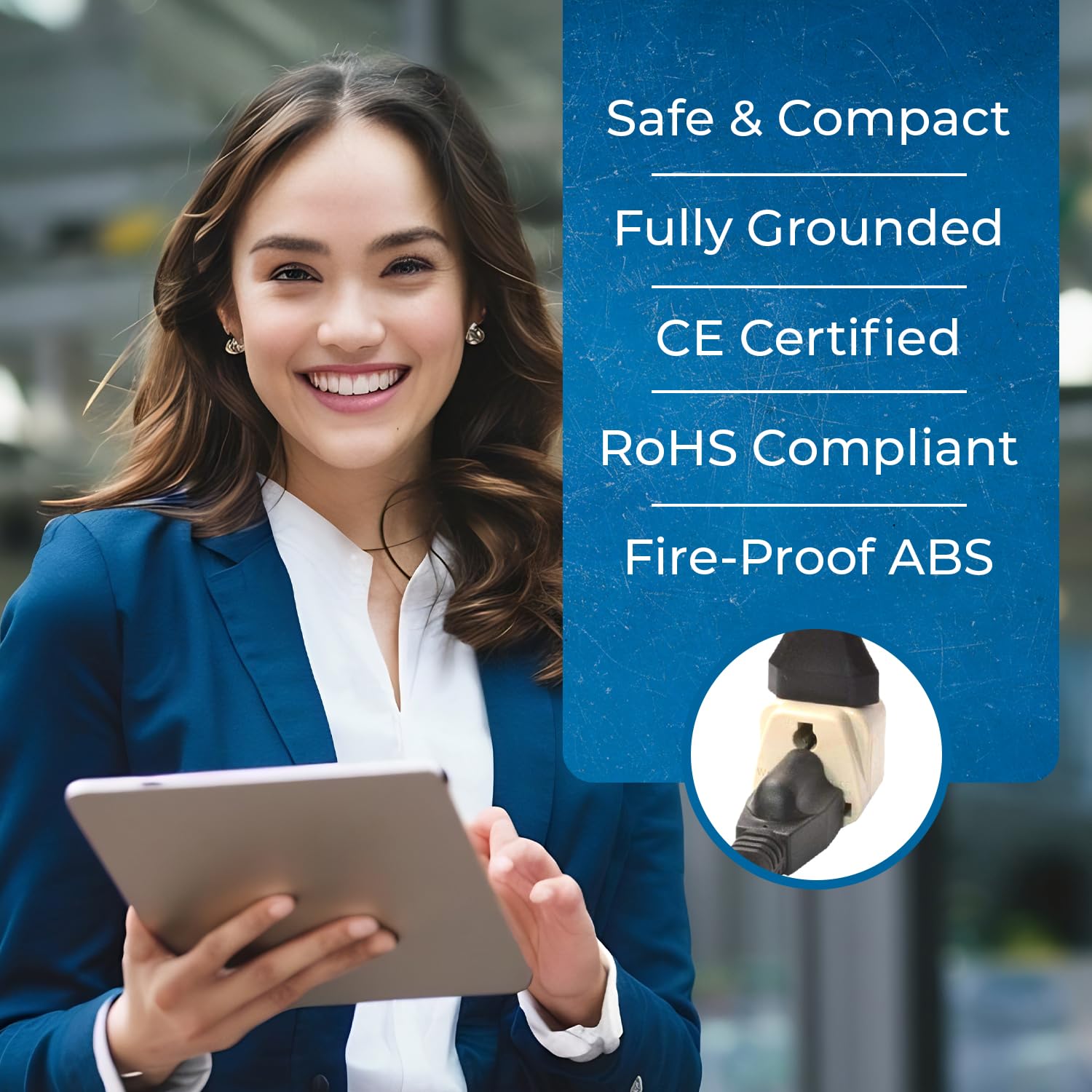 OREI European Power Adapter Plug, Perfect for Travel To Europe, Germany, France, Spain, Norway, Korea - Universal Socket - Type E/F Outlet - 2 Inputs - Safe Grounded Connection