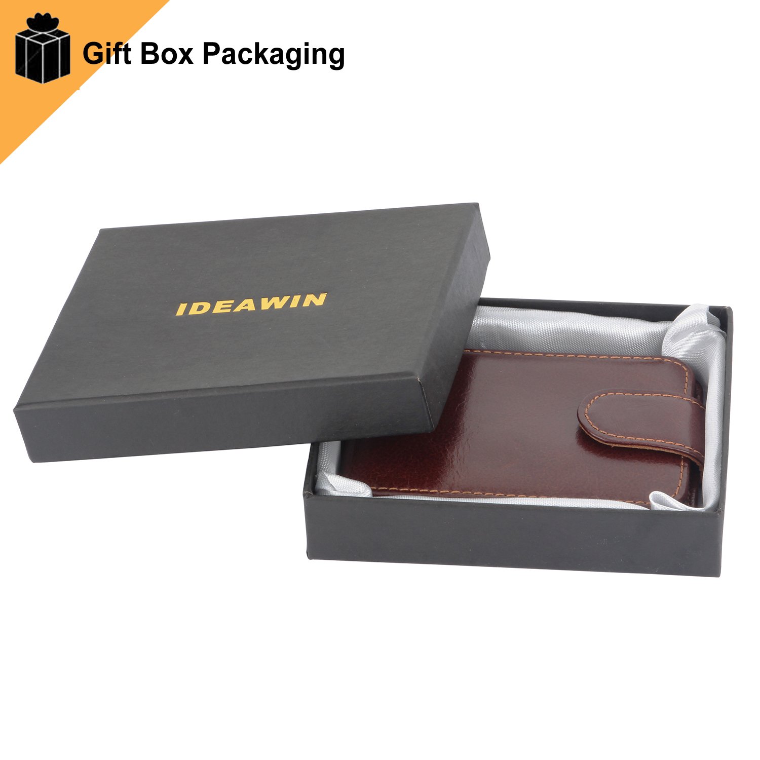 IDEAWIN Genuine Leather RFID Blocking Slim Trifold Front Pocket Wallet Card Wallet Card Holder