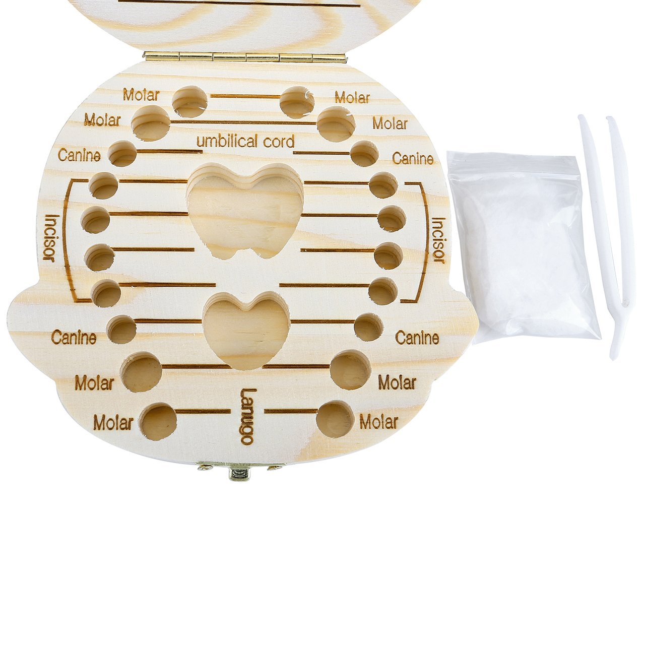 Baby Teeth Box, Yoption Child Milk Teeth Save Wooden Keepsake Souvenir Box, Customize Personalized Baby Tooth Box for Kids Boy&Girl (English, Boy)