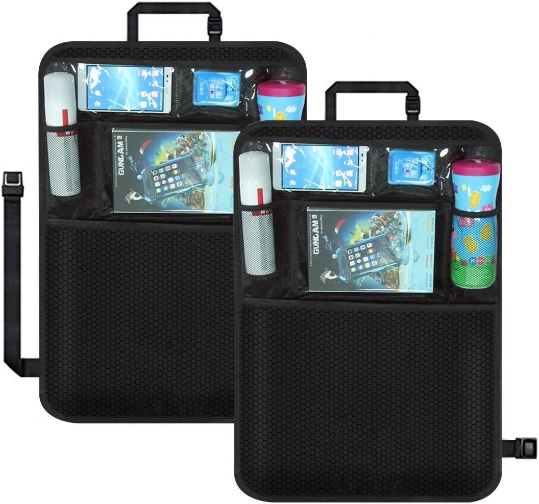 2 Pack Kick Mats Car Back Seat Protector Waterproof Seat Back Cover with Tablet Holder by UMJWYJ