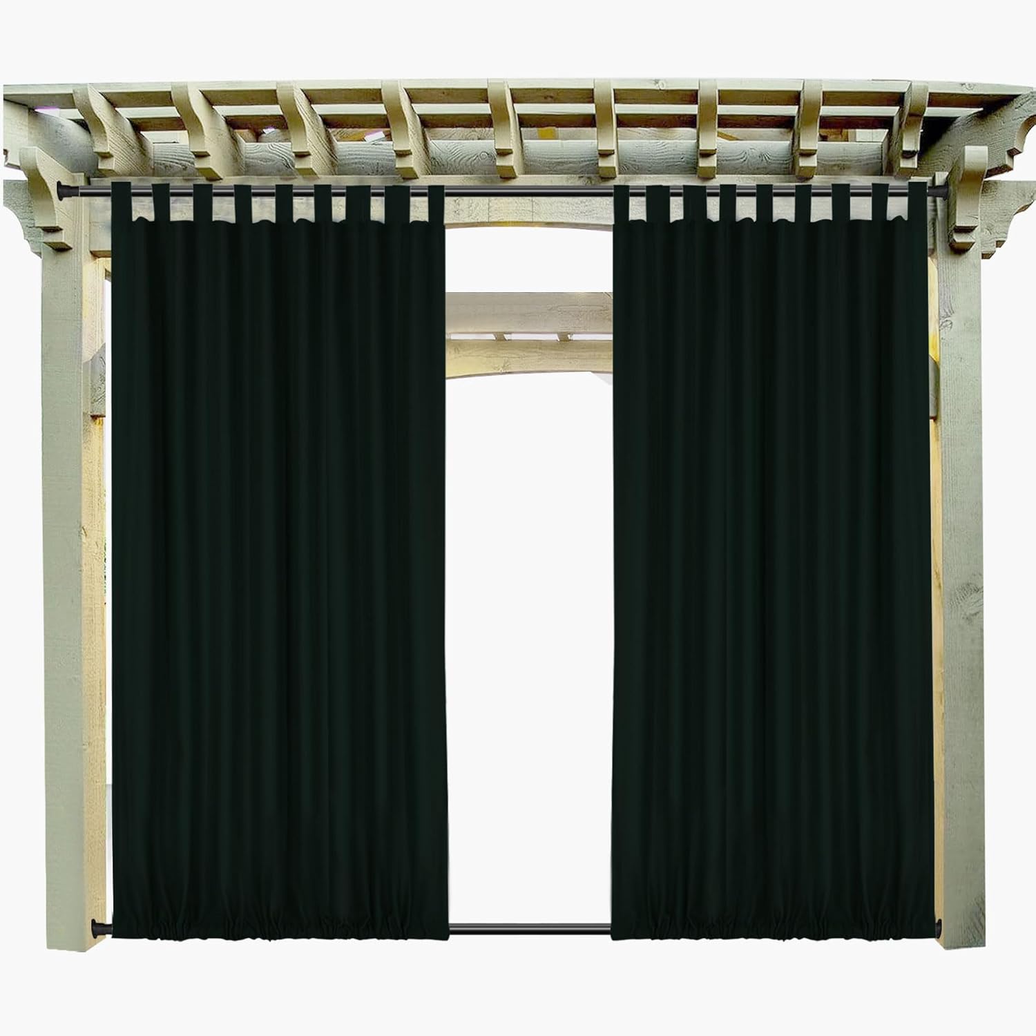 Outdoor Curtains - ZZYYQ Waterproof Outdoor Curtains for Patio, Weatherproof Tab Top and Bottom Rod Pocket Outdoor Privacy Curtains for Porch, Pergola, Gazebo, Deck, 52x63 Inch, Dark Green, 1 Panel