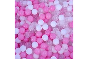 MEOGETY Ball Pit Balls 100 for Toddlers Crush Proof Plastic Balls for Ball Pit Phthalate Free BPA Free Colorful Pit Balls for Kids Babies Pool Play Tent Gift 2.2 Inches (Pink White Clear)