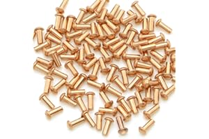 ASAMUYU 100 Pieces Round Head Solid Rivets Fasteners Copper Rivets (M2x5)
