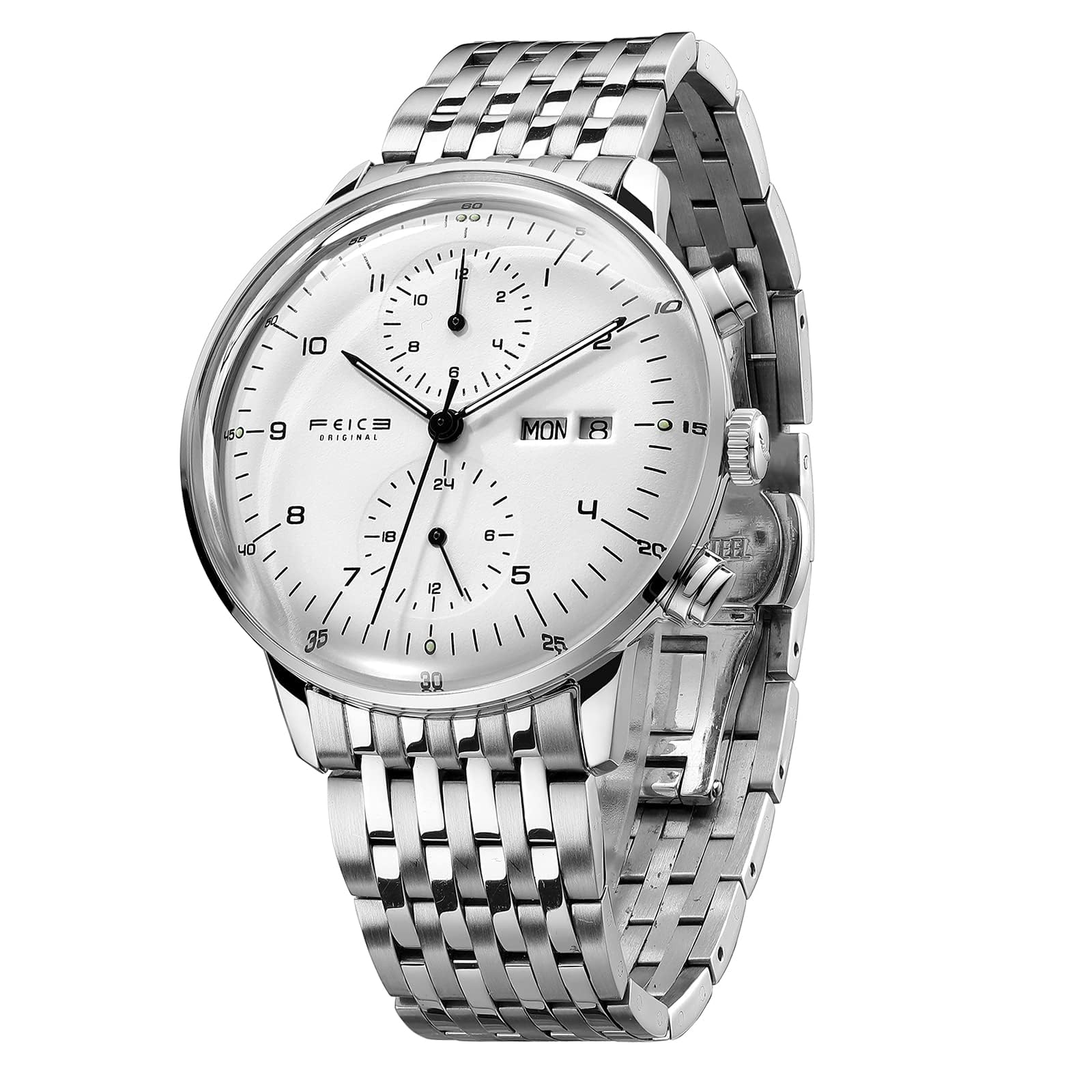 FEICE Men's Automatic Watch Dual Time Analogue Wrist Watch Multi-Function Mechanical Watch Calendar Casual Dress Watches for Men #FM121