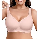 Womens Wireless Jelly Bra Comfort Plus Size Full Coverage Seamless Bras No Underwire Buttery Soft Push Up T-Shirt Bra