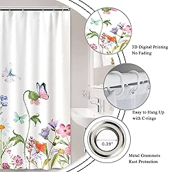 AWERT Small Half Size Stall Shower Curtain with 6