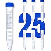 Labfuhxo 15mL Conical Centrifuge Tubes, [25 Items/1 Pack] Plastic Test Tube with Screw Caps, 15mL Sterile Test Tubes with Lids, 15 mL Skirted Tubes with Printed Graduation and Write-on Spot, Sterile