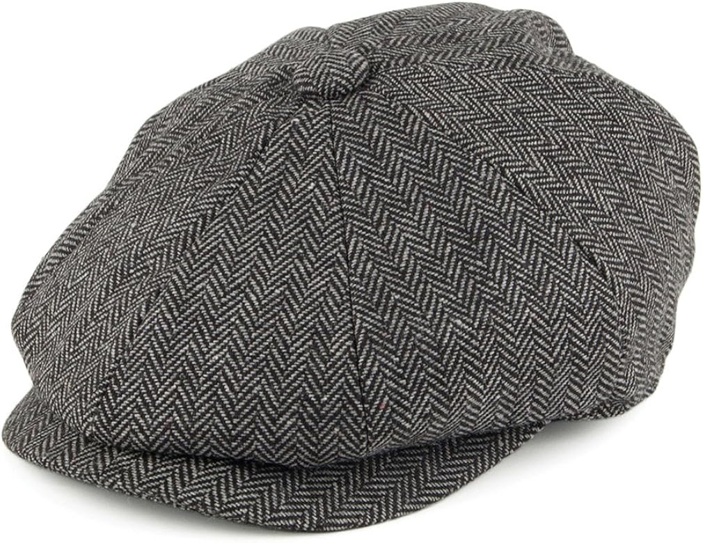 wool herringbone newsboy cap