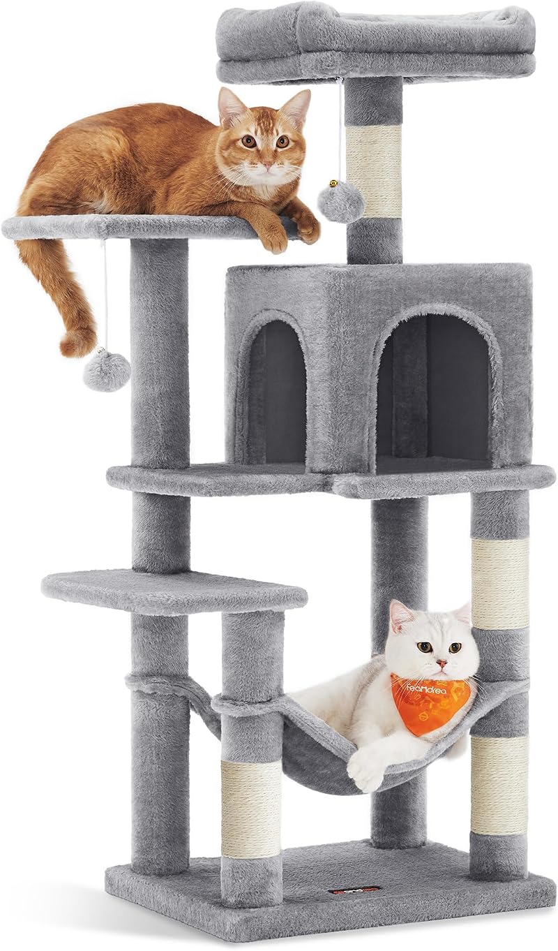 Feandrea Cat Tree Tower 112 cm Multi-Level Plush Condo with 4 Scratching Posts