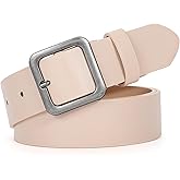 XZQTIVE Women’s Leather Belts for Jeans Pants Dresses Fashion Ladies Black Belt with Square Buckle