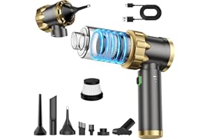 TLOERCTPOW Car Vacuum Portable Cordless - Handheld Vacuum Cleaner with 16000PA Strong Suction, 7-in-1 Air Duster/Blower, Rechargeable Mini Vacuum with Long Battery, Multi-Nozzles for Car,Home, Office, Pet