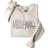 Personalized Volleyball Mom Sweatshirt, Custom Volleyball Shirt for Women with Name on Sleeve, Volleyballs Mama Sweater, Hoodie, Sport Mom Graduation Gifts 2026, Gift for Mama Grandma