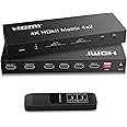 FERRISA 4x2 HDMI Matrix Switch,4 in 2 Out Matrix HDMI Video Switcher Splitter +Optical & L/R Audio Output,Support Ultra HD 4K,3D 1080P,Audio EDID Extractor with IR Remote Control
