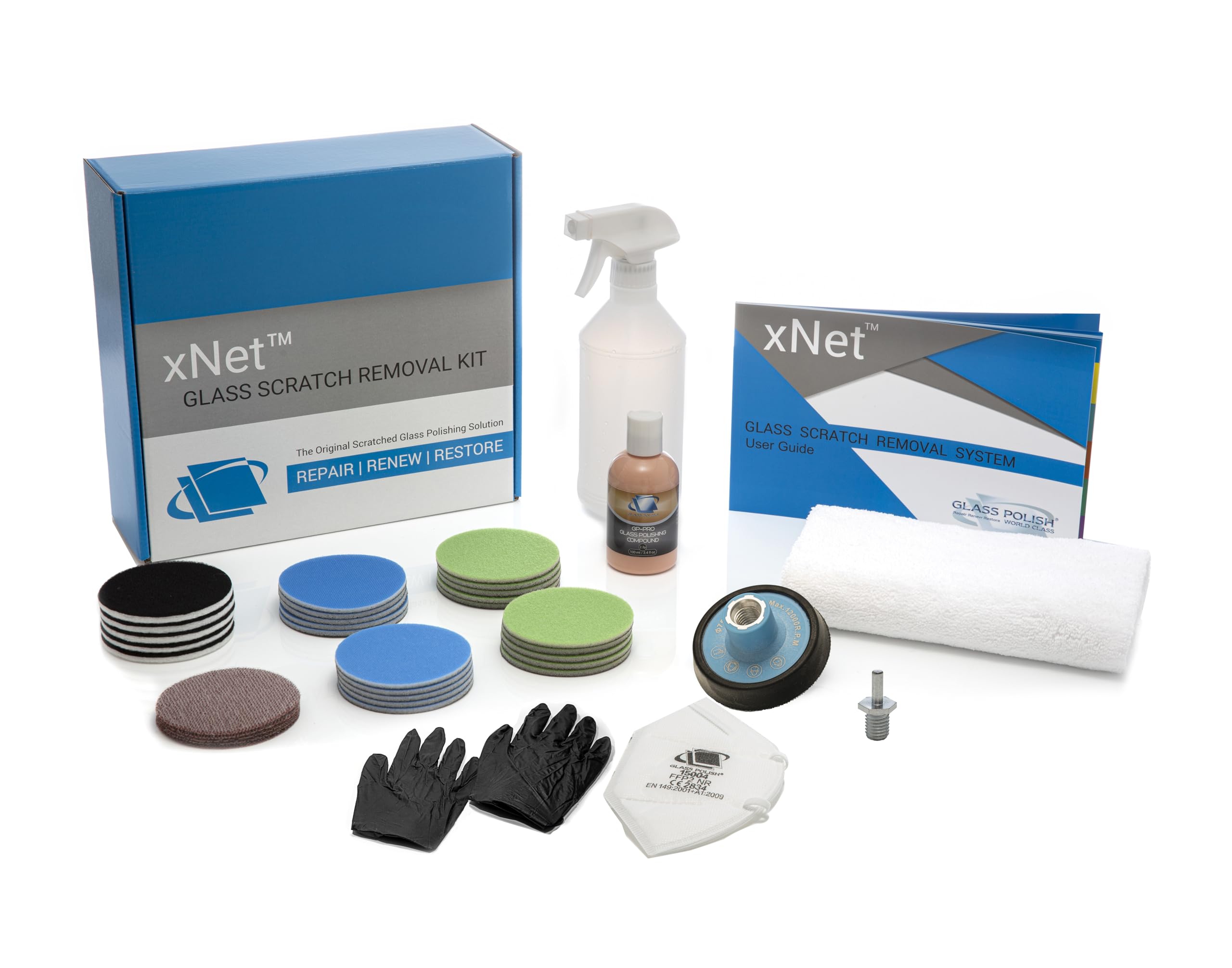 GLASS POLISH 75mm (3”) PRO Glass Scratch Removal Kit for Professional Glass Polishing, Removes Scratches, Acid Etching & Water Damage, Restores Original Clarity