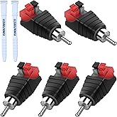 YIMATEECO RCA to Speaker Wires Adapter, 6Pcs RCA Connector Male Plug to Spring Press Solderless Converter, Audio/Video Phono Speaker Wire to R-C-A Adapter (R-CA Male to AV 2 Female, 6 Packs)