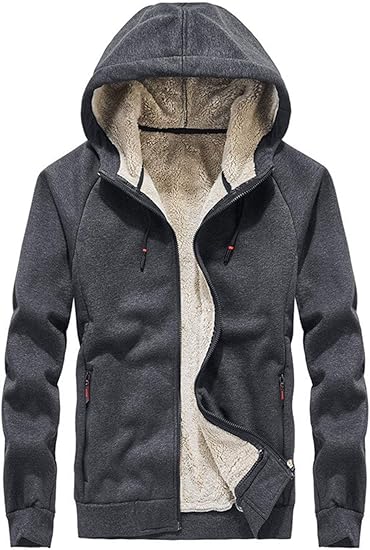 mens fleece lined hooded jacket