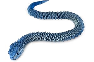 TITIC 3D Printed Snake Animals Toys, Articulated Flexible 3D Printed Viper Fidget Toy, Realistic Slithering Design, Home Office Executive Desk Decor (Blue, 12 in)