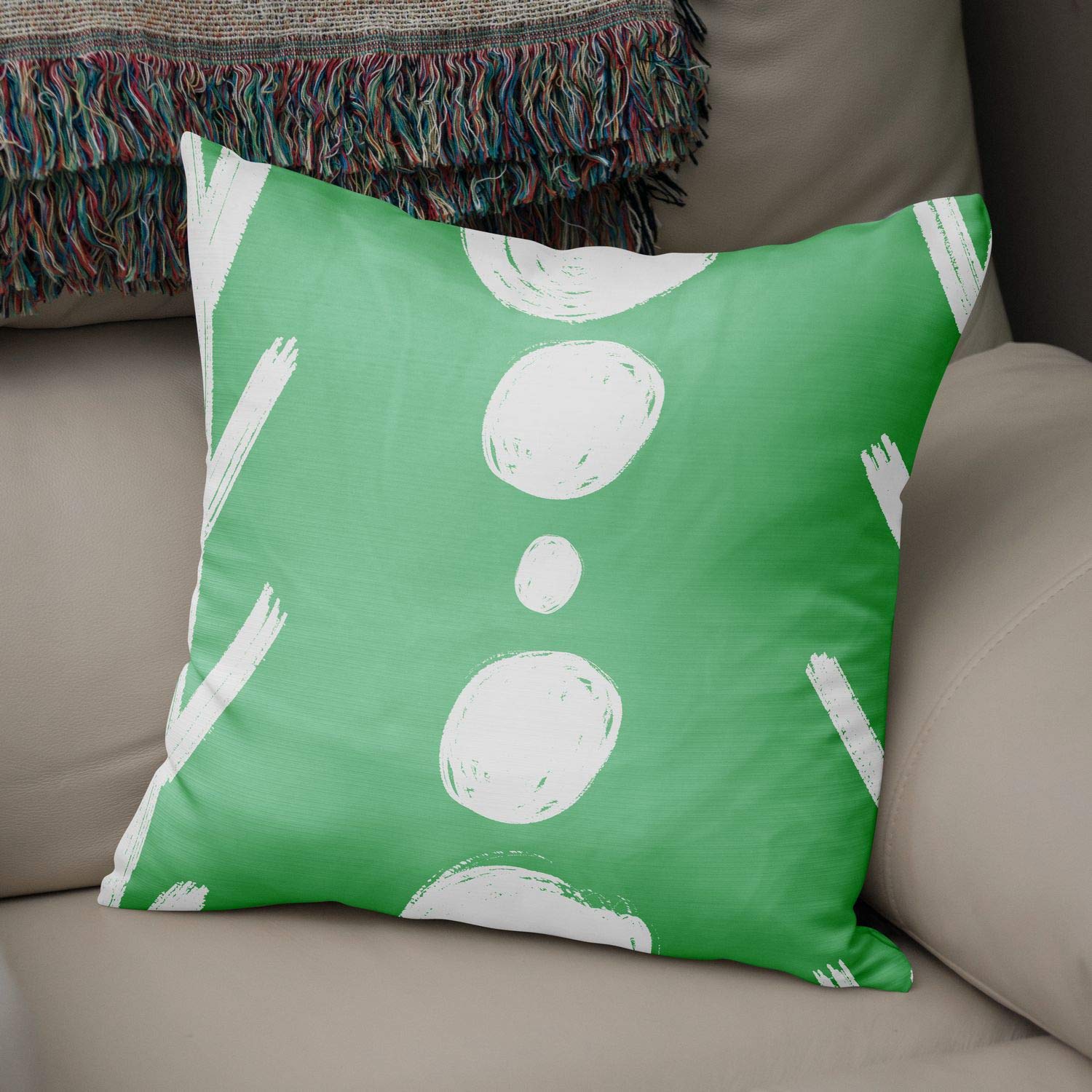 Bonamaison Decorative Cushion Cover, Polycotton, Green, Standard