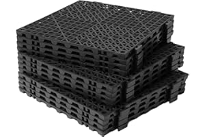Storystore Modular Interlocking Cushion 12 PCS, 11.8" x 11.8" Black PVC Interlocking Drainage Mat, Non-Slip Splicing Drainage