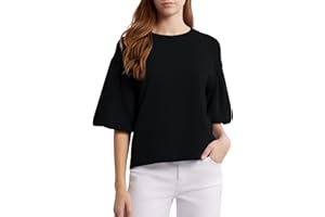 MINSURE Women Cropped Sweatshirt Tee Puff Short Sleeve Crewneck Pullover Top Solid Casual Summer T-Shirt Blouses